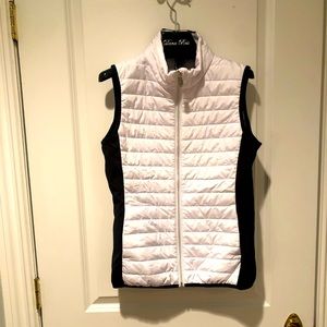 womens white and black vest